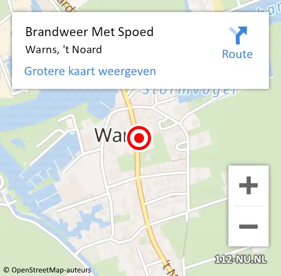 Locatie op kaart van de 112 melding: Brandweer Met Spoed Naar Warns, 't Noard op 5 maart 2022 21:10