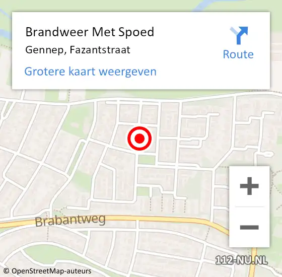 Locatie op kaart van de 112 melding: Brandweer Met Spoed Naar Gennep, Fazantstraat op 5 maart 2022 21:40