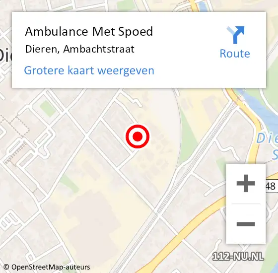 Locatie op kaart van de 112 melding: Ambulance Met Spoed Naar Dieren, Ambachtstraat op 5 maart 2022 21:43