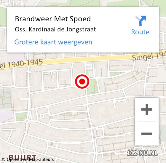 Locatie op kaart van de 112 melding: Brandweer Met Spoed Naar Oss, Kardinaal de Jongstraat op 5 maart 2022 21:49