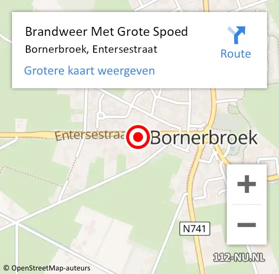 Locatie op kaart van de 112 melding: Brandweer Met Grote Spoed Naar Bornerbroek, Entersestraat op 5 maart 2022 21:52