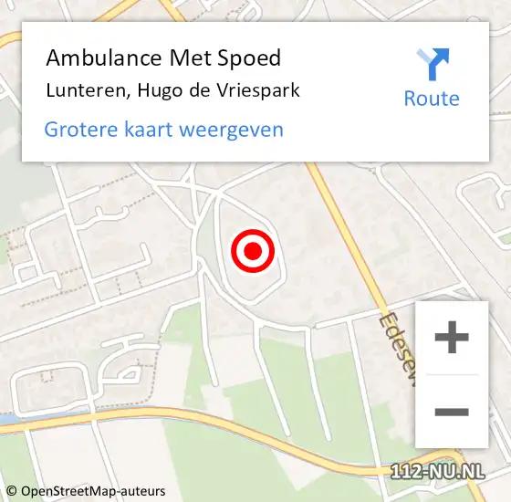 Locatie op kaart van de 112 melding: Ambulance Met Spoed Naar Lunteren, Hugo de Vriespark op 5 maart 2022 22:17