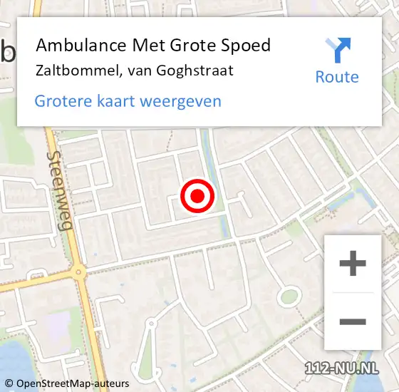 Locatie op kaart van de 112 melding: Ambulance Met Grote Spoed Naar Zaltbommel, van Goghstraat op 5 maart 2022 22:28