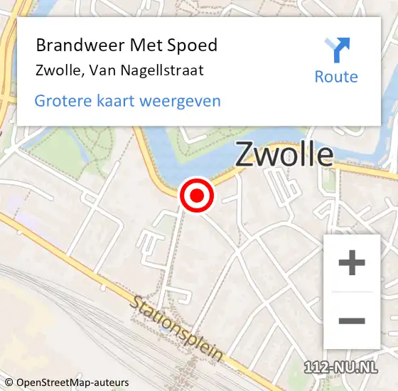 Locatie op kaart van de 112 melding: Brandweer Met Spoed Naar Zwolle, Van Nagellstraat op 5 maart 2022 22:29