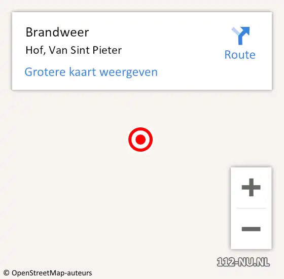 Locatie op kaart van de 112 melding: Brandweer Hof, Van Sint Pieter op 10 juli 2014 10:45