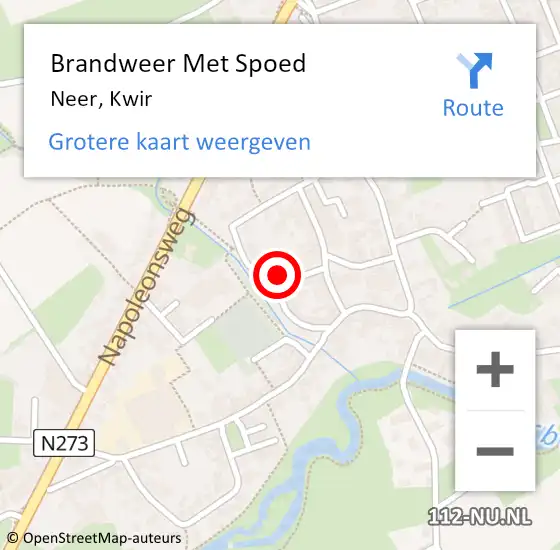 Locatie op kaart van de 112 melding: Brandweer Met Spoed Naar Neer, Kwir op 5 maart 2022 22:46