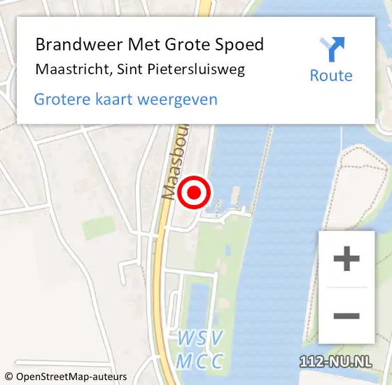 Locatie op kaart van de 112 melding: Brandweer Met Grote Spoed Naar Maastricht, Sint Pietersluisweg op 5 maart 2022 23:12