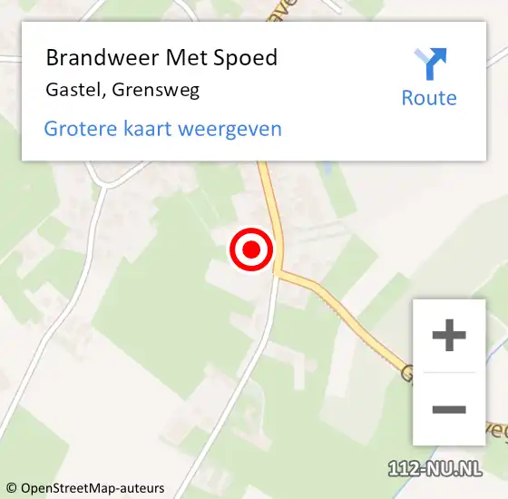 Locatie op kaart van de 112 melding: Brandweer Met Spoed Naar Gastel, Grensweg op 5 maart 2022 23:15