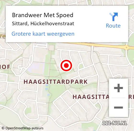 Locatie op kaart van de 112 melding: Brandweer Met Spoed Naar Sittard, Hückelhovenstraat op 5 maart 2022 23:44