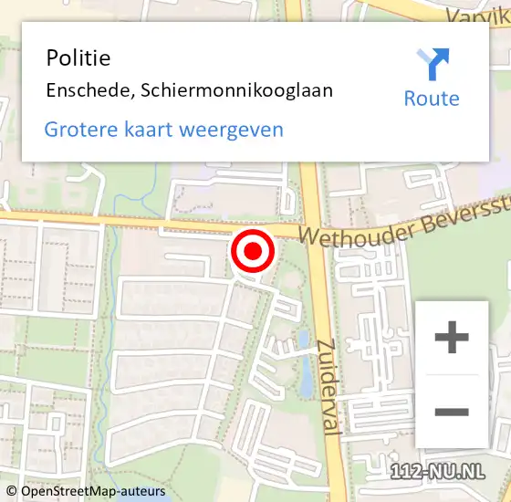 Locatie op kaart van de 112 melding: Politie Enschede, Schiermonnikooglaan op 5 maart 2022 23:47