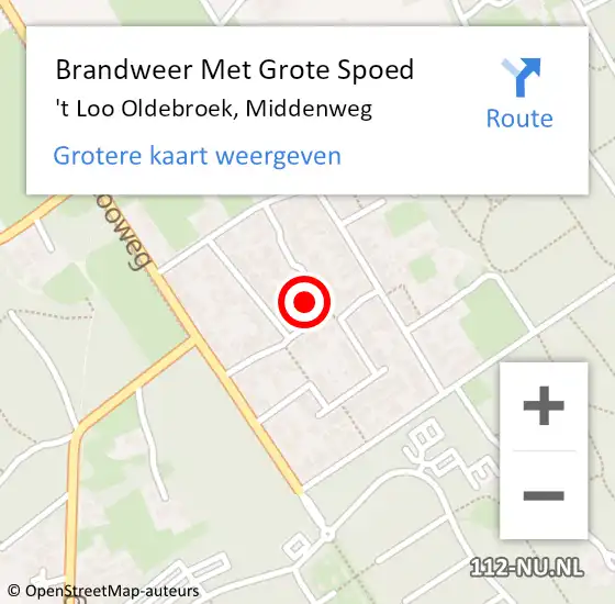 Locatie op kaart van de 112 melding: Brandweer Met Grote Spoed Naar 't Loo Oldebroek, Middenweg op 5 maart 2022 23:53