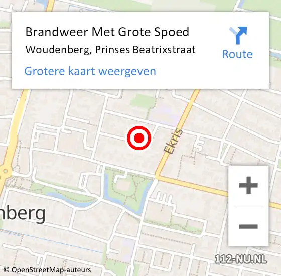 Locatie op kaart van de 112 melding: Brandweer Met Grote Spoed Naar Woudenberg, Prinses Beatrixstraat op 6 maart 2022 00:00