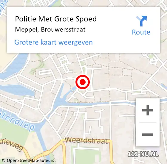 Locatie op kaart van de 112 melding: Politie Met Grote Spoed Naar Meppel, Brouwersstraat op 6 maart 2022 00:55