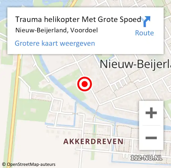 Locatie op kaart van de 112 melding: Trauma helikopter Met Grote Spoed Naar Nieuw-Beijerland, Voordoel op 6 maart 2022 00:58
