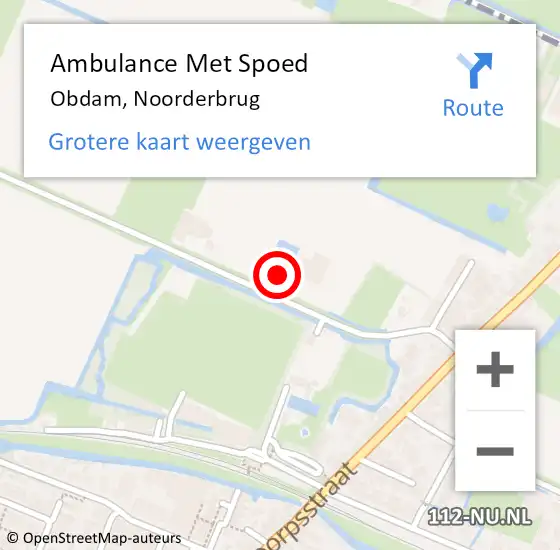 Locatie op kaart van de 112 melding: Ambulance Met Spoed Naar Obdam, Noorderbrug op 6 maart 2022 02:17