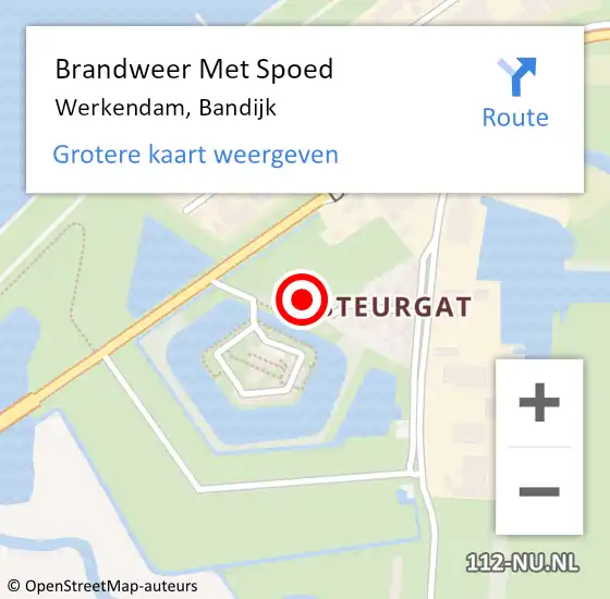 Locatie op kaart van de 112 melding: Brandweer Met Spoed Naar Werkendam, Bandijk op 6 maart 2022 02:41