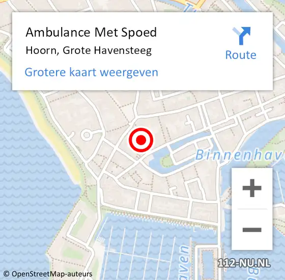 Locatie op kaart van de 112 melding: Ambulance Met Spoed Naar Hoorn, Grote Havensteeg op 6 maart 2022 02:42