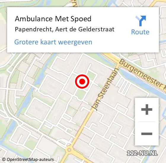 Locatie op kaart van de 112 melding: Ambulance Met Spoed Naar Papendrecht, Aert de Gelderstraat op 6 maart 2022 03:15