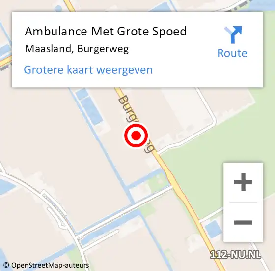 Locatie op kaart van de 112 melding: Ambulance Met Grote Spoed Naar Maasland, Burgerweg op 6 maart 2022 03:29