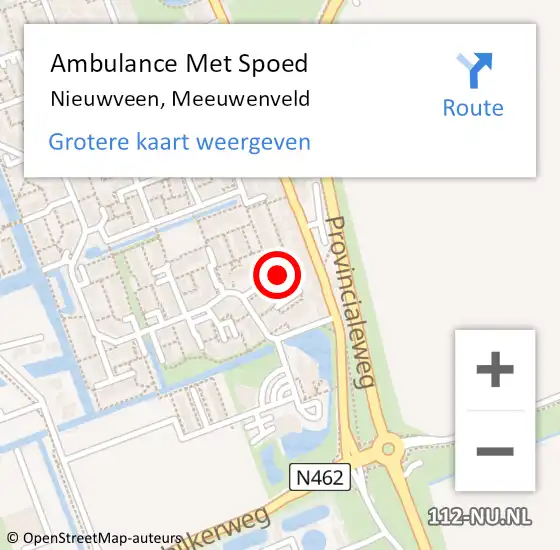 Locatie op kaart van de 112 melding: Ambulance Met Spoed Naar Nieuwveen, Meeuwenveld op 6 maart 2022 04:21