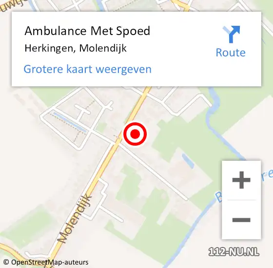 Locatie op kaart van de 112 melding: Ambulance Met Spoed Naar Herkingen, Molendijk op 6 maart 2022 04:23