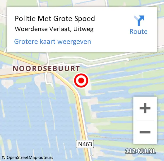 Locatie op kaart van de 112 melding: Politie Met Grote Spoed Naar Woerdense Verlaat, Uitweg op 6 maart 2022 04:25