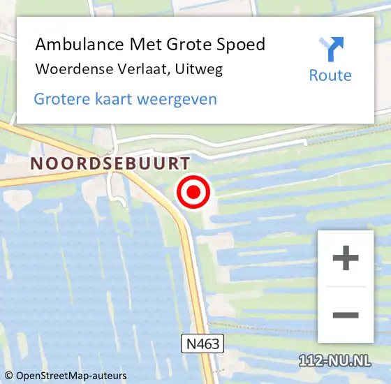 Locatie op kaart van de 112 melding: Ambulance Met Grote Spoed Naar Woerdense Verlaat, Uitweg op 6 maart 2022 04:26