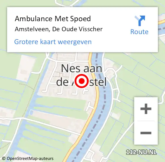 Locatie op kaart van de 112 melding: Ambulance Met Spoed Naar Amstelveen, De Oude Visscher op 6 maart 2022 05:18
