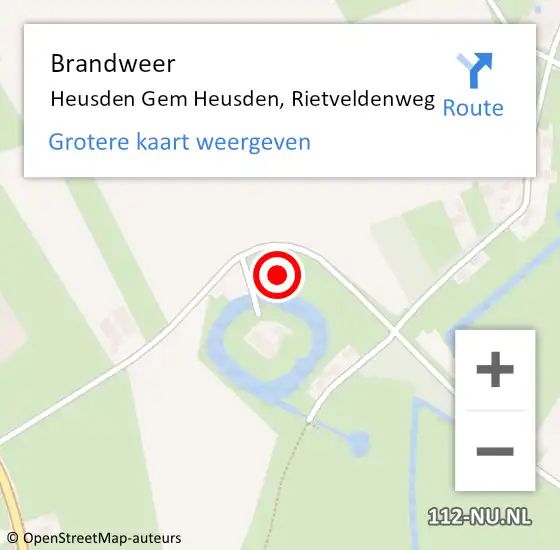 Locatie op kaart van de 112 melding: Brandweer Heusden Gem Heusden, Rietveldenweg op 7 oktober 2013 19:41