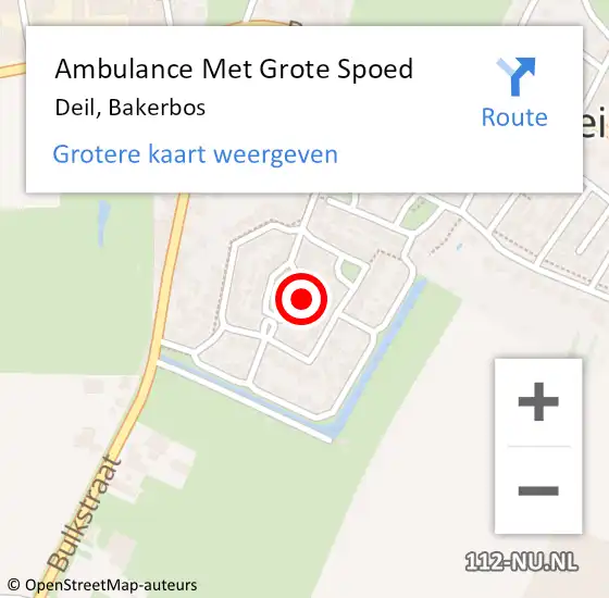 Locatie op kaart van de 112 melding: Ambulance Met Grote Spoed Naar Deil, Bakerbos op 6 maart 2022 06:37