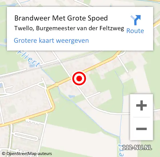 Locatie op kaart van de 112 melding: Brandweer Met Grote Spoed Naar Twello, Burgemeester van der Feltzweg op 6 maart 2022 07:20