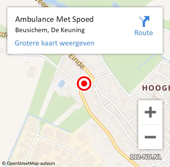 Locatie op kaart van de 112 melding: Ambulance Met Spoed Naar Beusichem, De Keuning op 6 maart 2022 07:57