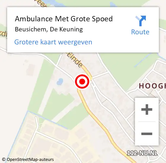 Locatie op kaart van de 112 melding: Ambulance Met Grote Spoed Naar Beusichem, De Keuning op 6 maart 2022 07:59