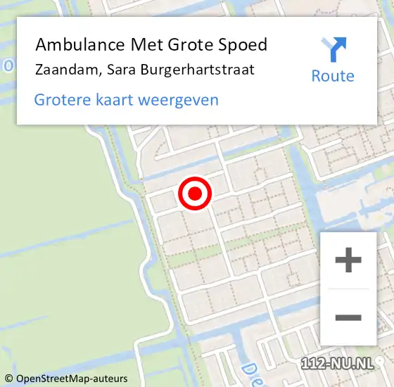 Locatie op kaart van de 112 melding: Ambulance Met Grote Spoed Naar Zaandam, Sara Burgerhartstraat op 6 maart 2022 08:53