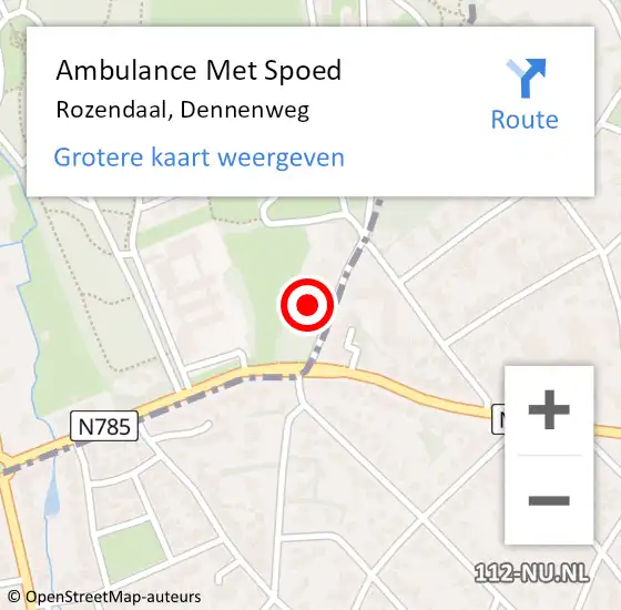 Locatie op kaart van de 112 melding: Ambulance Met Spoed Naar Rozendaal, Dennenweg op 6 maart 2022 09:22