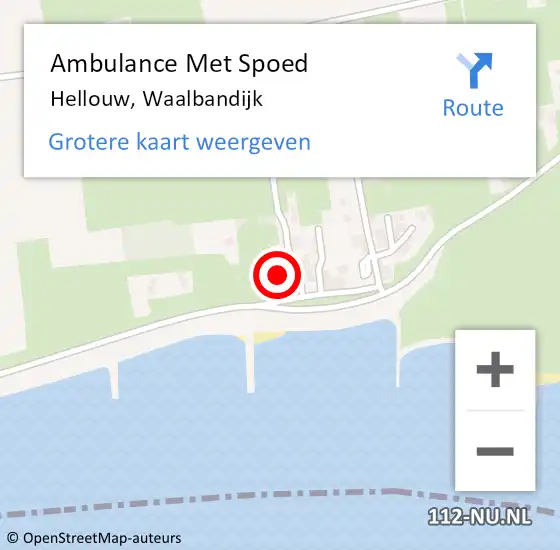 Locatie op kaart van de 112 melding: Ambulance Met Spoed Naar Hellouw, Waalbandijk op 6 maart 2022 09:27
