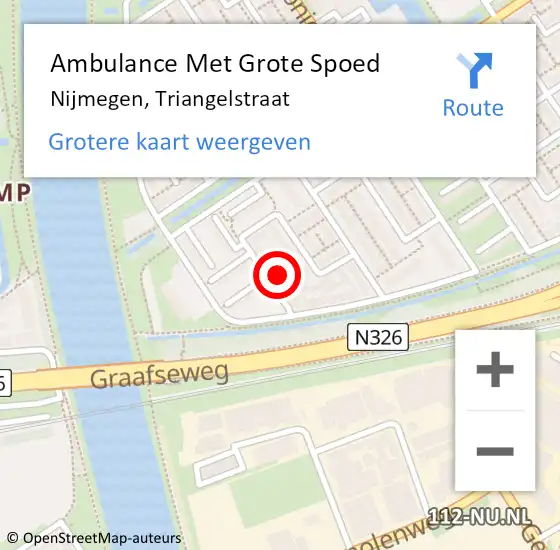Locatie op kaart van de 112 melding: Ambulance Met Grote Spoed Naar Nijmegen, Triangelstraat op 6 maart 2022 09:36