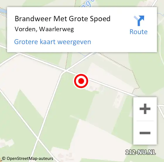 Locatie op kaart van de 112 melding: Brandweer Met Grote Spoed Naar Vorden, Waarlerweg op 6 maart 2022 09:46