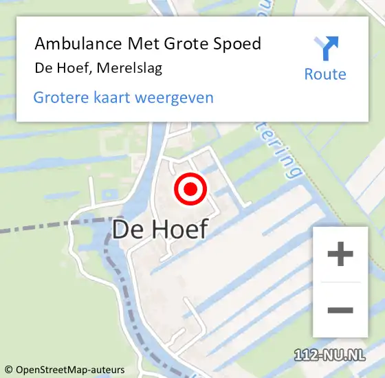 Locatie op kaart van de 112 melding: Ambulance Met Grote Spoed Naar De Hoef, Merelslag op 6 maart 2022 09:53