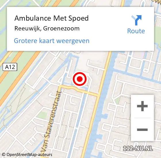 Locatie op kaart van de 112 melding: Ambulance Met Spoed Naar Reeuwijk, Groenezoom op 6 maart 2022 09:54