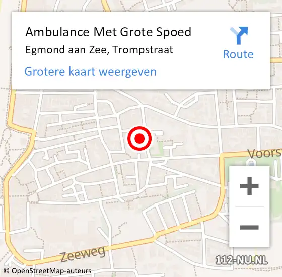 Locatie op kaart van de 112 melding: Ambulance Met Grote Spoed Naar Egmond aan Zee, Trompstraat op 6 maart 2022 10:11