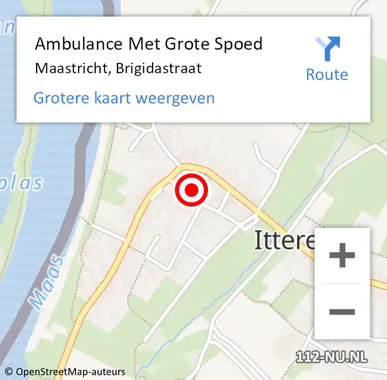 Locatie op kaart van de 112 melding: Ambulance Met Grote Spoed Naar Maastricht, Brigidastraat op 6 maart 2022 10:12