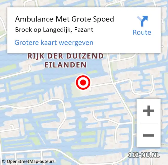 Locatie op kaart van de 112 melding: Ambulance Met Grote Spoed Naar Broek op Langedijk, Fazant op 6 maart 2022 10:49