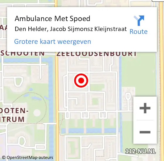 Locatie op kaart van de 112 melding: Ambulance Met Spoed Naar Den Helder, Jacob Sijmonsz Kleijnstraat op 6 maart 2022 10:50
