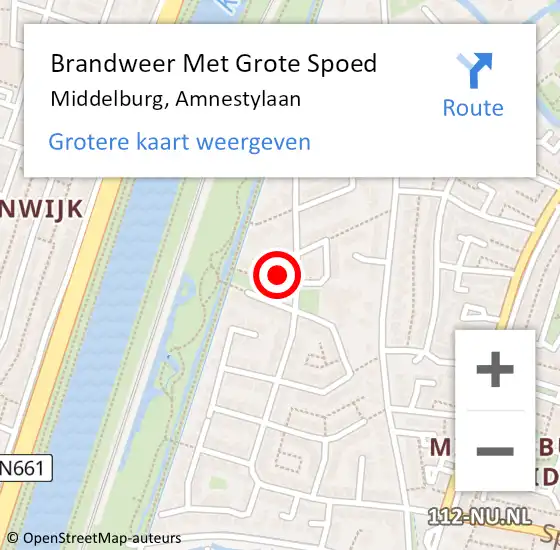 Locatie op kaart van de 112 melding: Brandweer Met Grote Spoed Naar Middelburg, Amnestylaan op 6 maart 2022 10:53