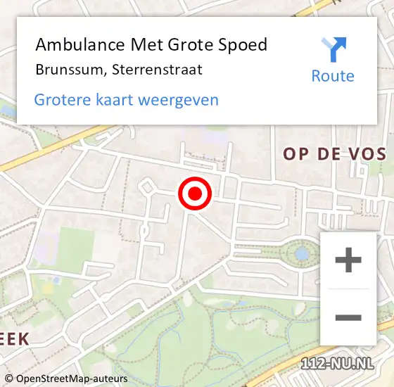 Locatie op kaart van de 112 melding: Ambulance Met Grote Spoed Naar Brunssum, Sterrenstraat op 6 maart 2022 11:04