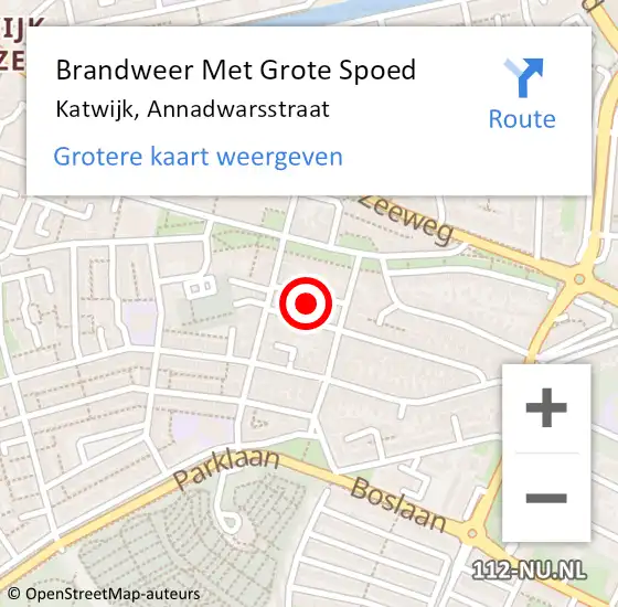 Locatie op kaart van de 112 melding: Brandweer Met Grote Spoed Naar Katwijk, Annadwarsstraat op 6 maart 2022 11:13