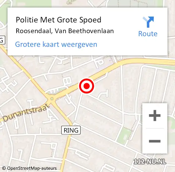 Locatie op kaart van de 112 melding: Politie Met Grote Spoed Naar Roosendaal, Van Beethovenlaan op 6 maart 2022 11:18