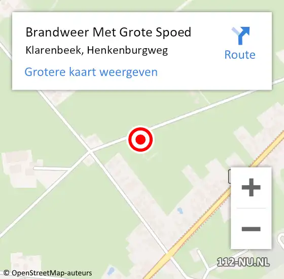 Locatie op kaart van de 112 melding: Brandweer Met Grote Spoed Naar Klarenbeek, Henkenburgweg op 6 maart 2022 11:32