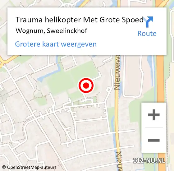 Locatie op kaart van de 112 melding: Trauma helikopter Met Grote Spoed Naar Wognum, Sweelinckhof op 6 maart 2022 11:34